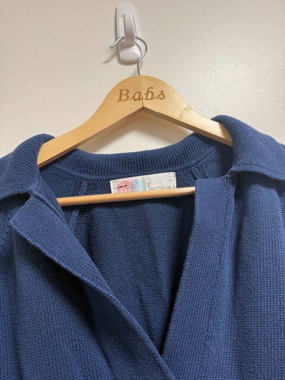 Free People Beach Size S Navy Blue Polo Sweater